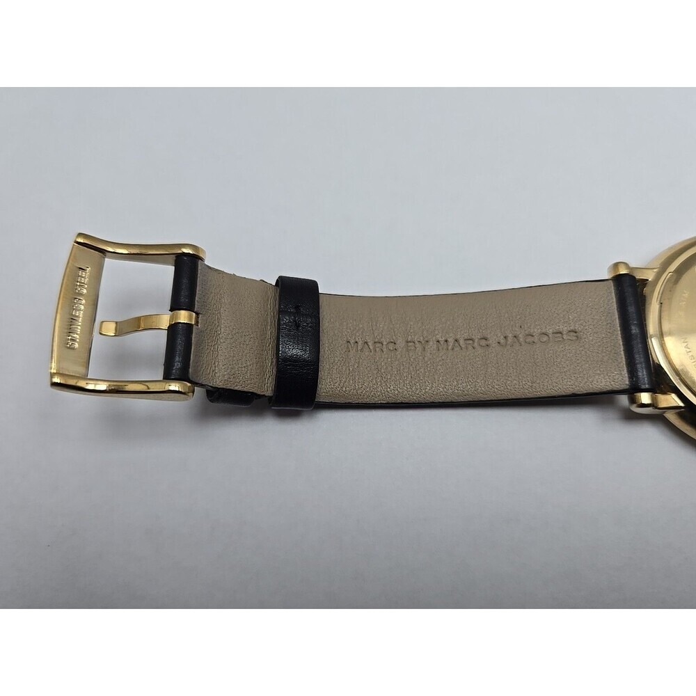 Womens Marc Jacobs Baker Watch Gold Tone Black Dial New Battery Dress Work Gift - Picture 11 of 13